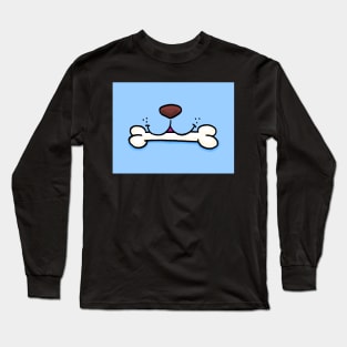 Dog Mouth With Bone Face Mask (Cyan) Long Sleeve T-Shirt